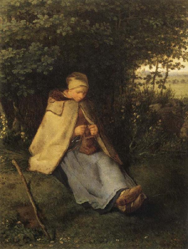 Shepherdess or Woman Knitting, Jean Francois Millet